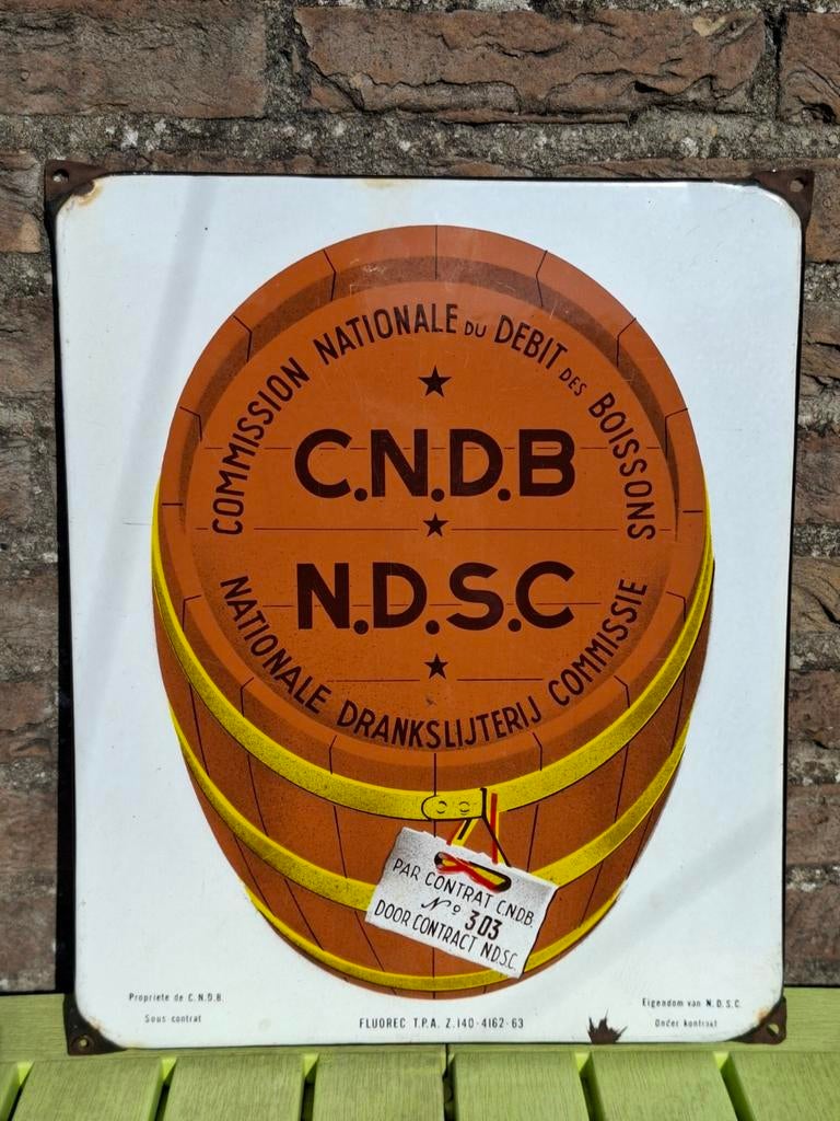 plaque émaillée authentique  C.N.D.B. Année 63, Enlèvement ou Envoi, Comme neuf, Panneau, Plaque ou Plaquette publicitaire, Autres marques