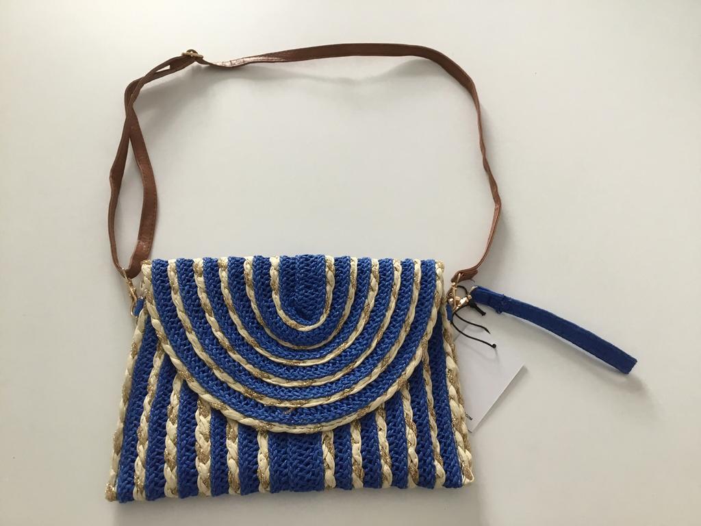 Nieuwe handtas schoudertas clutch blauw/beige, Ophalen of Verzenden, Nieuw, Blauw