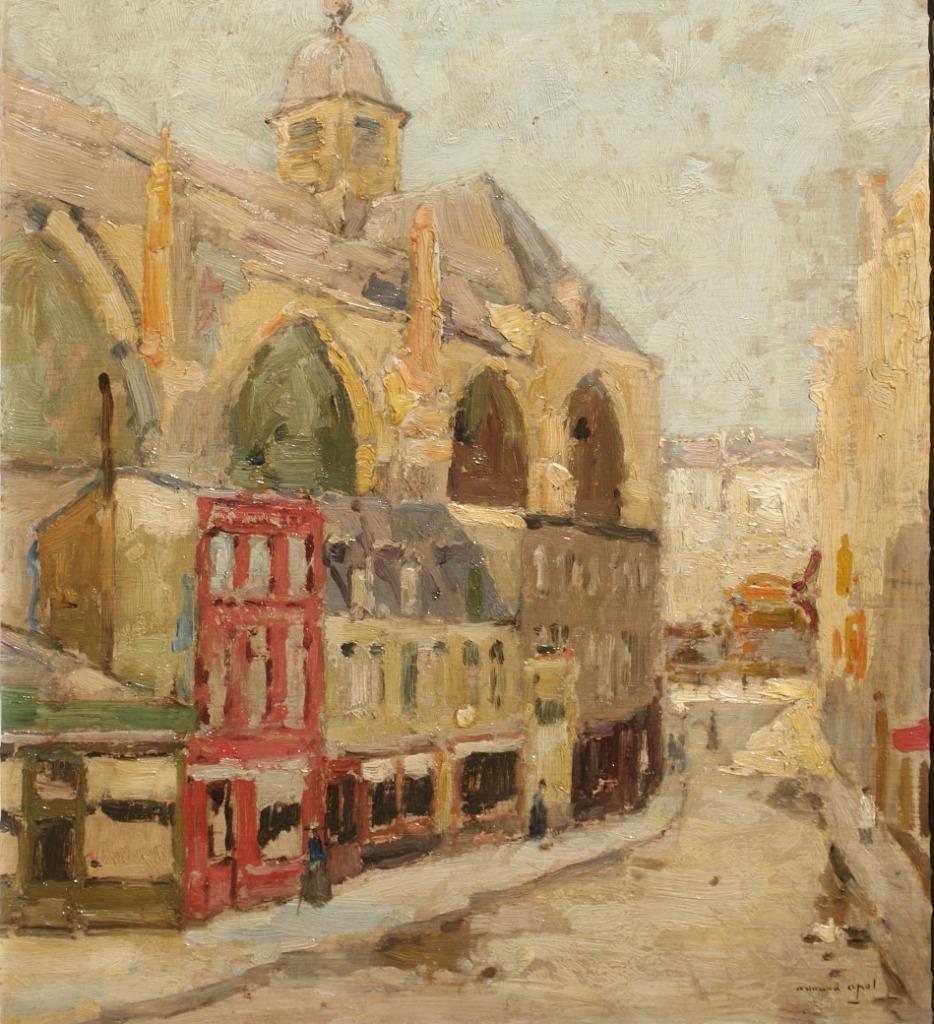 Armand Apol (1879-1950): Sint-Niklaaskerk Brussel (52 x 59cm, Antiquités & Art, Enlèvement ou Envoi