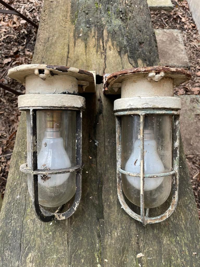 Antieke scheepslampen in koper (paar), Ophalen