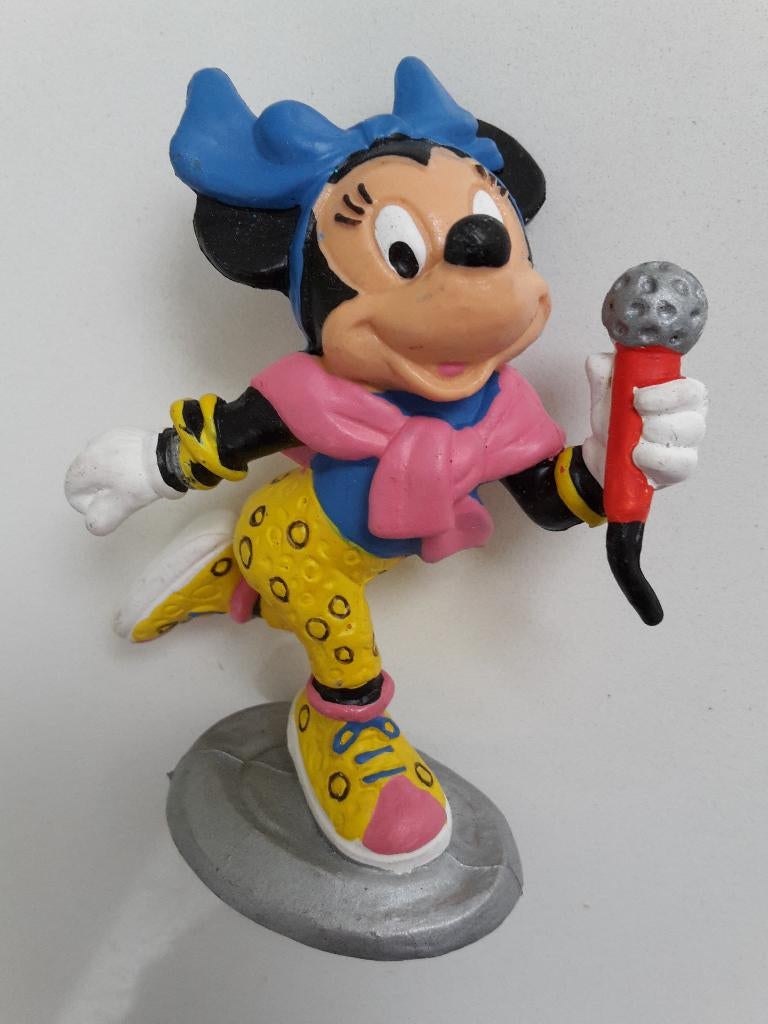 Disney figuurtje van Minnie Mouse met microfoon, 7.5 cm, Enlèvement ou Envoi, Mickey Mouse, Comme neuf, Statue ou Figurine