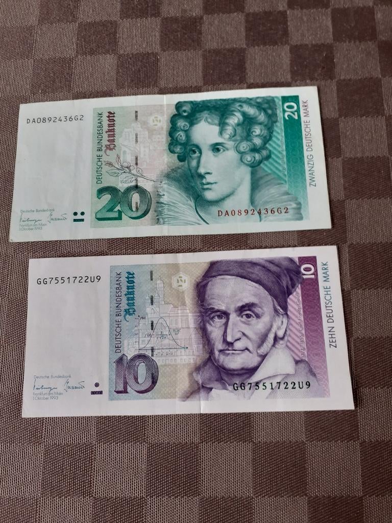 Duitse mark ( 10 en 20 mark) 1Oktober 1993, Postzegels en Munten, Ophalen of Verzenden, Duitsland, 20 euro, Los biljet