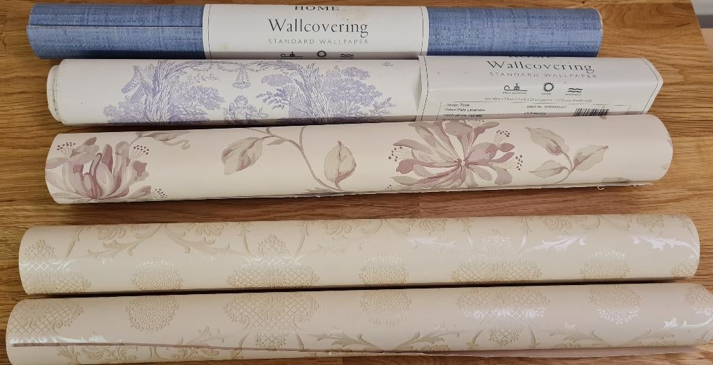 5xRestes papier peint pour théâtre ou la vitrine + 1 de 1960, Enlèvement ou Envoi, Bleu