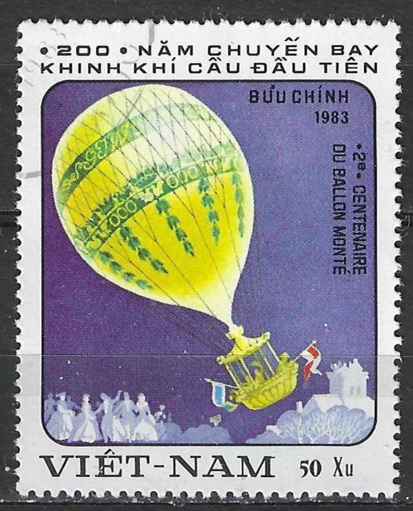 Vietnam 1983 - Yvert 395 - Ballonnen - 50 xu (ST), Verzenden, Gestempeld