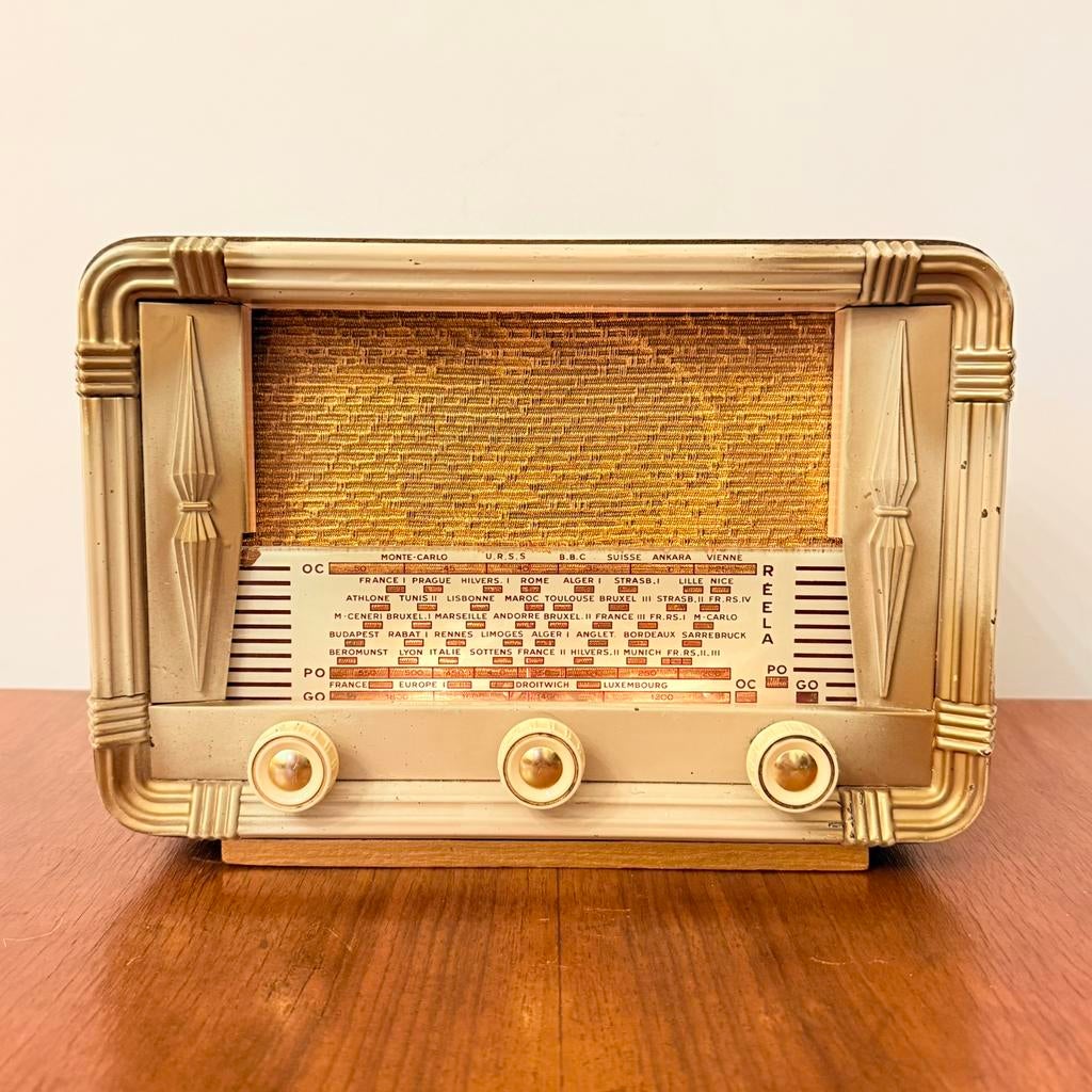 RADIO VINTAGE REELA BAROUD 60, RADIO À TUBE ART DÉCO, RARE, Envoi