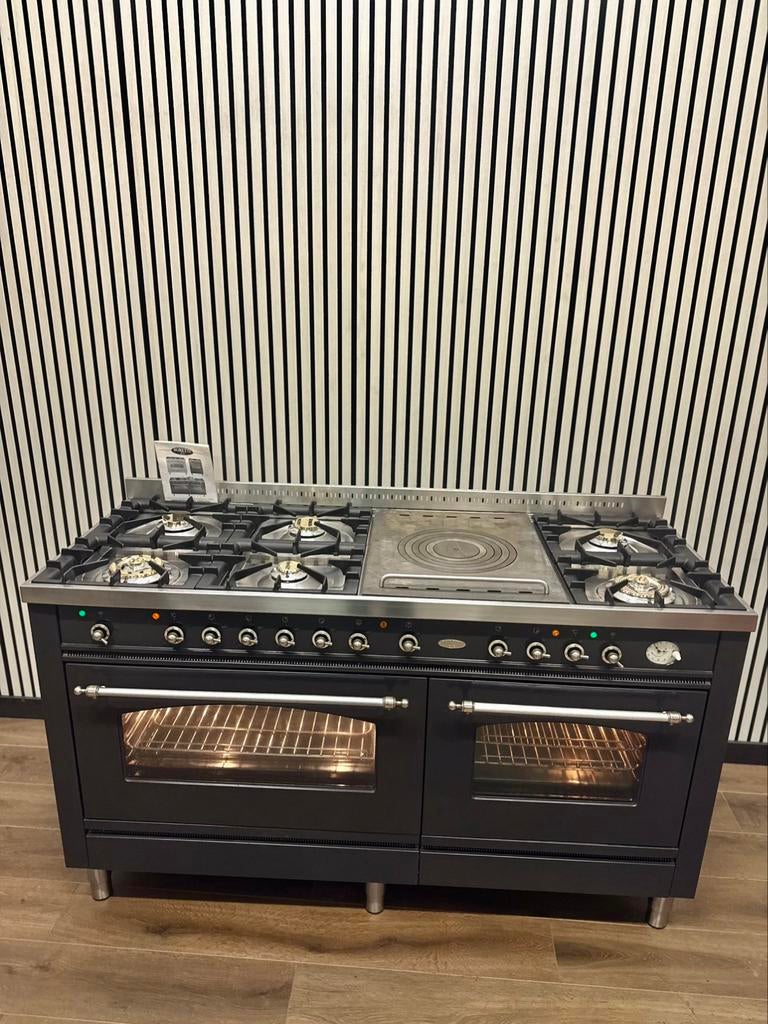 Luxe Boretti 7 pits met coupe de feu en dubbele oven 150 cm, Electroménager, Cuisinières, Comme neuf, Autoportant, 60 cm ou plus