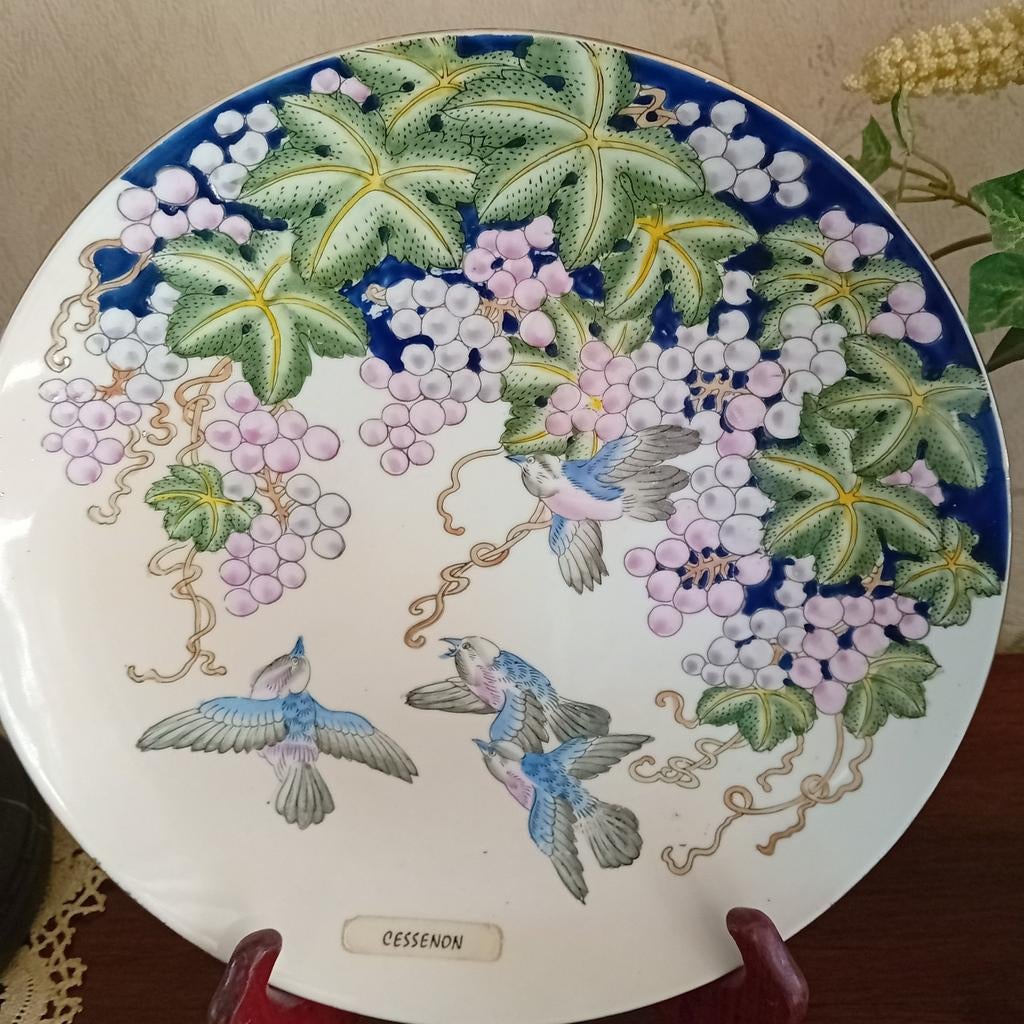 Decoratieve bord met de hand geschilderd, Antiek en Kunst, Ophalen of Verzenden