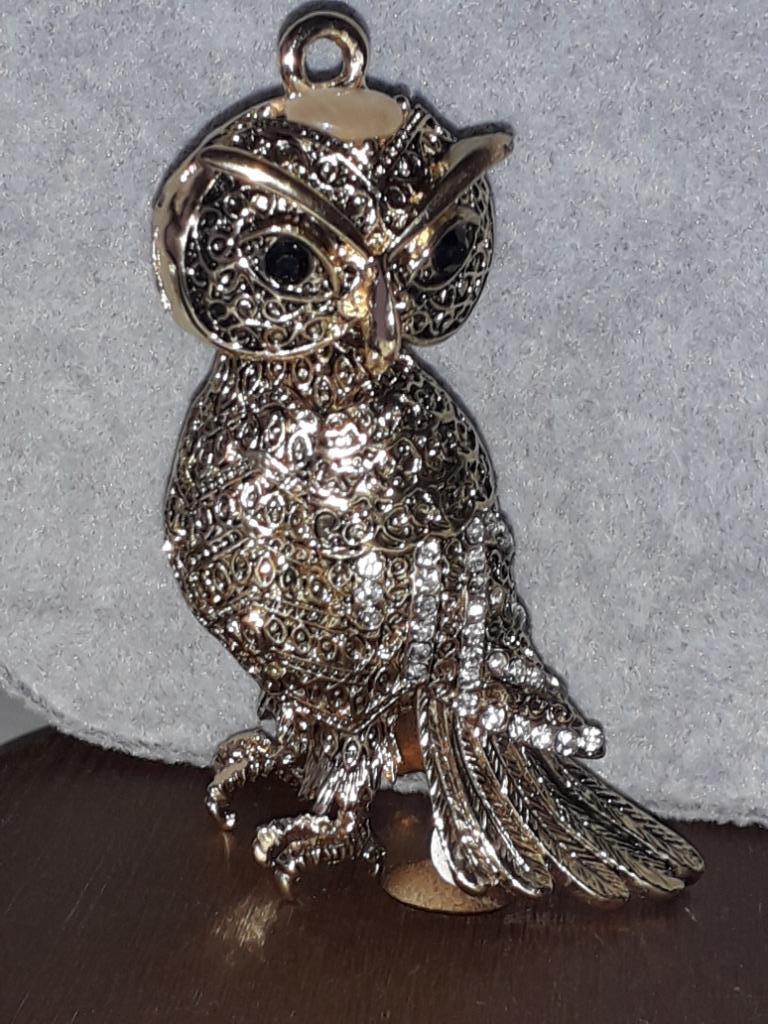 Figurine ancienne en métal Dorée Hibou tête articulé, Envoi, Autres types, Doré