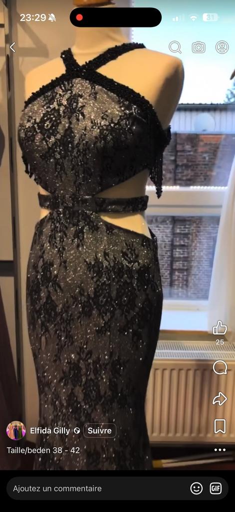 Robe de soirée longue sirène grise, Neuf, Robe de gala, Taille 38/40 (M), Gris