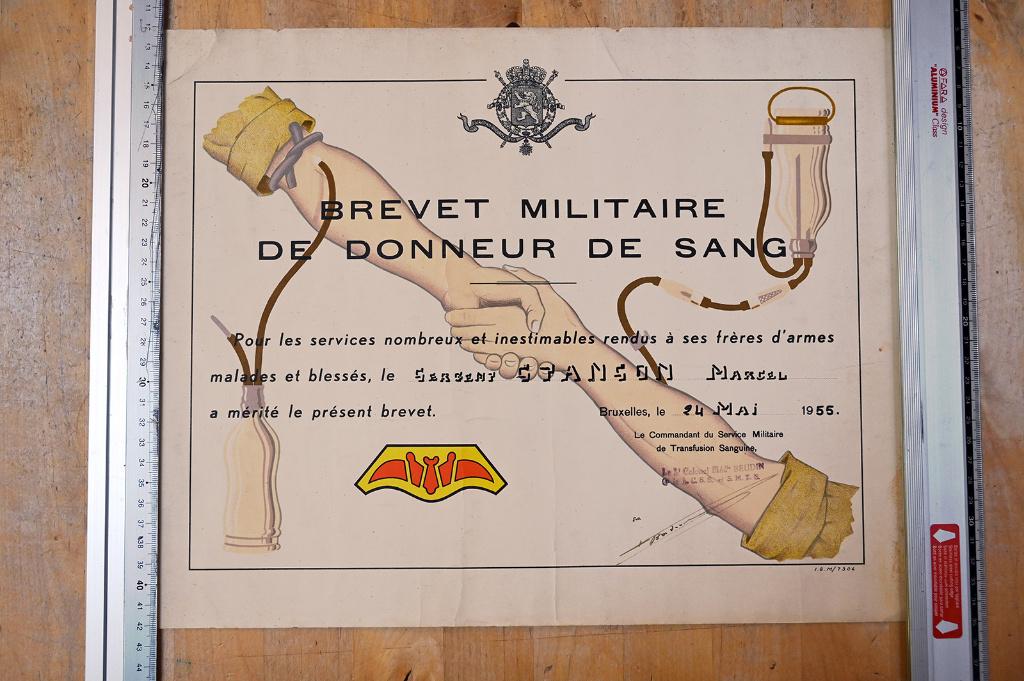 ABL - Brevet militaire de donneur de sang 1955, Collections, Objets militaires | Général, Envoi, Armée de terre, Photo ou Poster