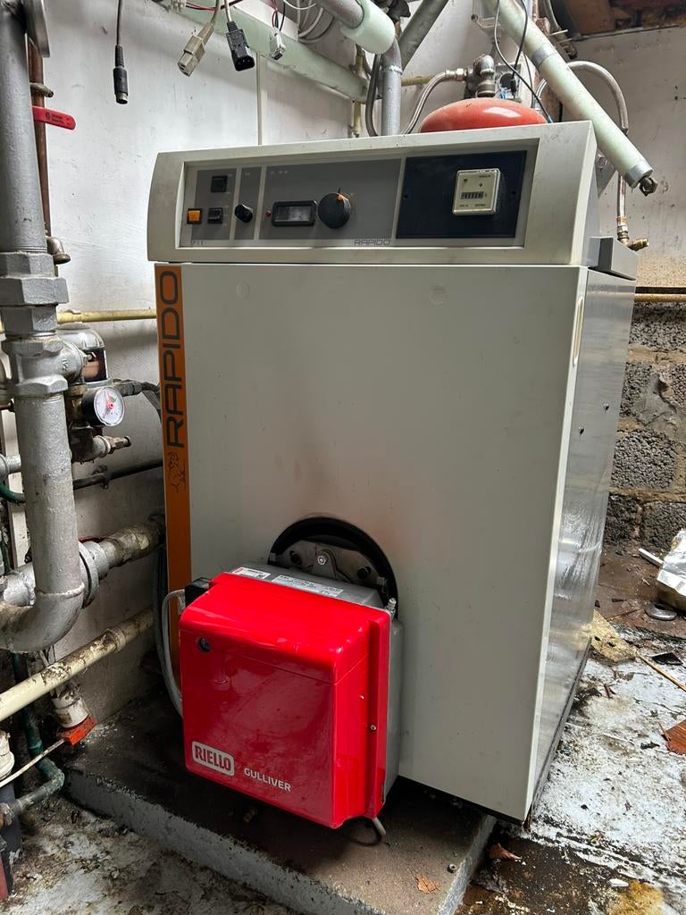 Mazoutketel met brander, Ophalen, Gebruikt