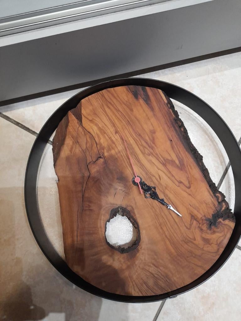 Horloge bois olivier, Antiquités & Art, Enlèvement ou Envoi