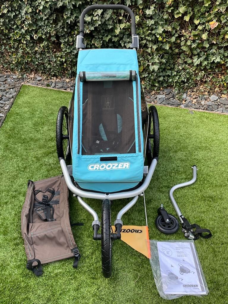 Croozer kid for 1 fietskar ledverlichting vering hangmatje, Fietsen en Brommers, Ophalen, Opvouwbaar, Zo goed als nieuw, Kinderkar