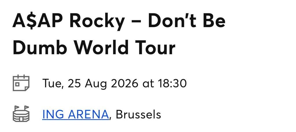 Asap Rocky Brussels 4x Tickets, Tickets & Billets, Concerts | Autre