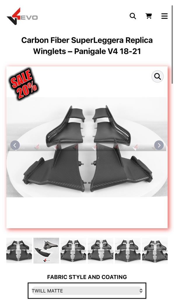 Ailerons Ducati V4 / V4S / V4R – Carbone (type SuperLeggera), Motos, Particulier, Neuf