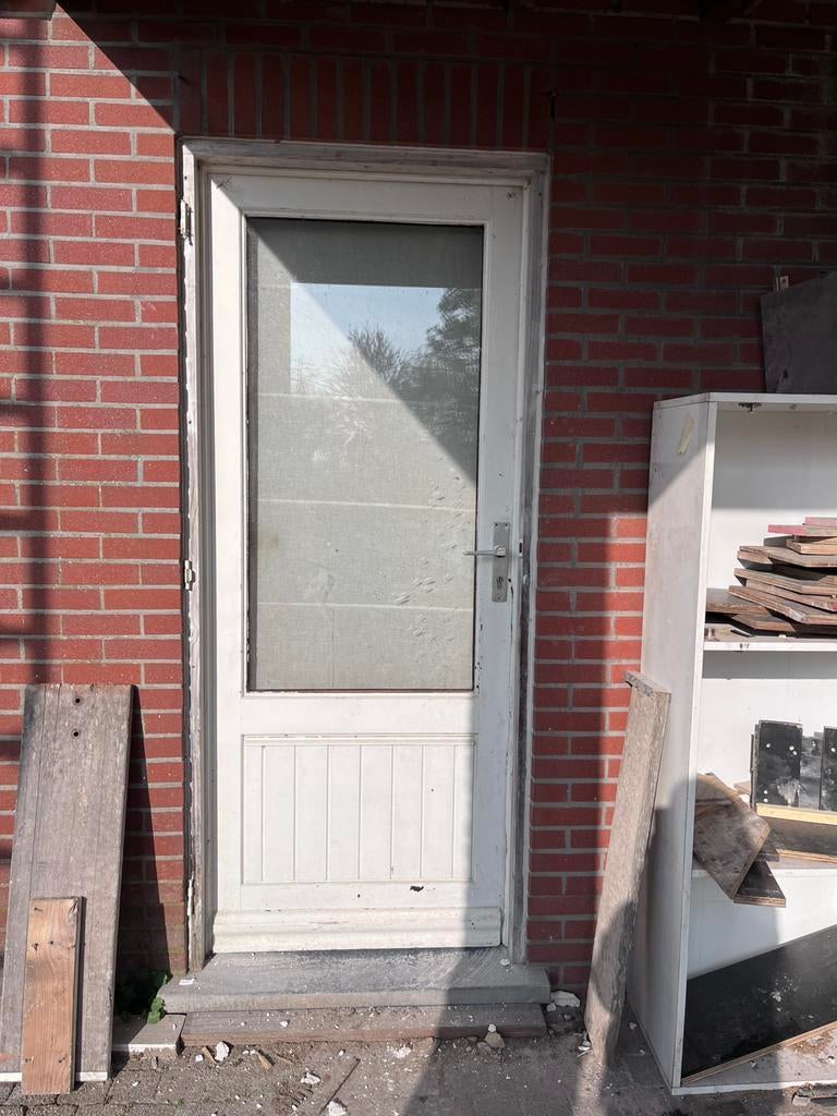 Achterdeur meranti hout dubbel glas 210,5x96 cm, Doe-het-zelf en Bouw, Ophalen, Gebruikt, 80 tot 100 cm, Buitendeur