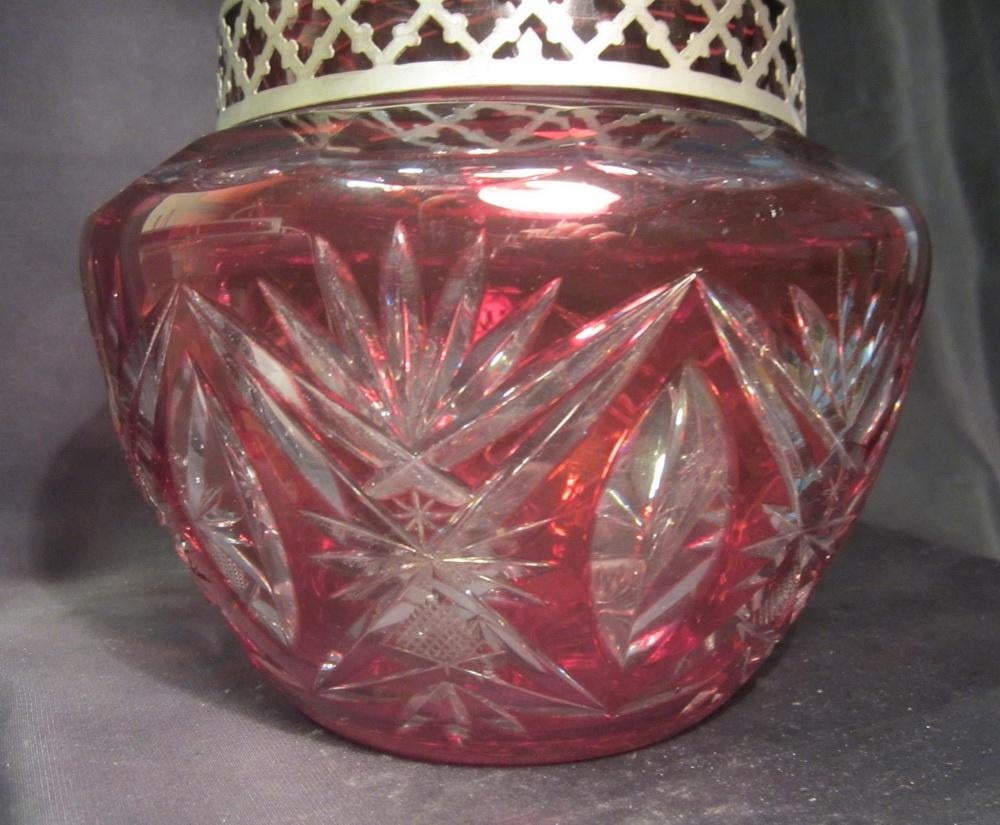 Vase à fleurs ancien en cristal piqué XL Val ST Lambert, Envoi