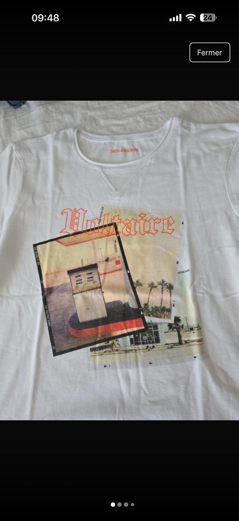 T-shirt Zadig & Voltaire Alys Photoprint "Voltaire" - Blanc, Enlèvement ou Envoi, Comme neuf, Blanc