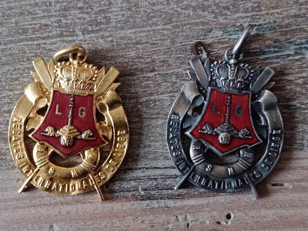 medaille 2x liege 1935 regates zilver en gouden zeldzaam, Ophalen of Verzenden, Zilver