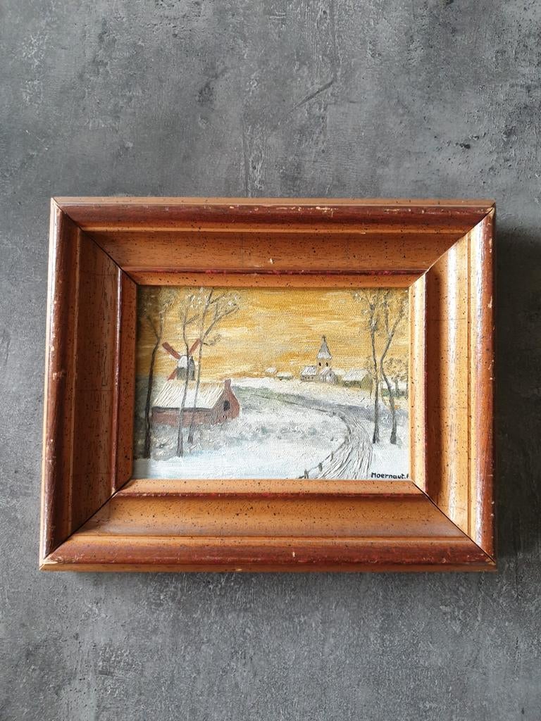 Schilderijtje winters landschap

27.5 op 23 cm, Antiek en Kunst, Ophalen of Verzenden