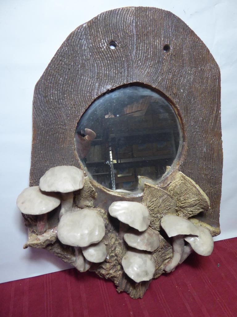 céramique  , miroir décor champignon, Antiquités & Art, Enlèvement