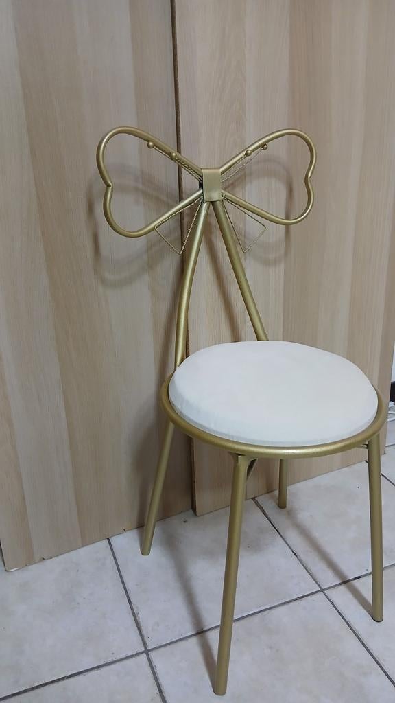 Chaise fauteuil fille coiffeuse métal doré papillon, Maison & Meubles, Enlèvement