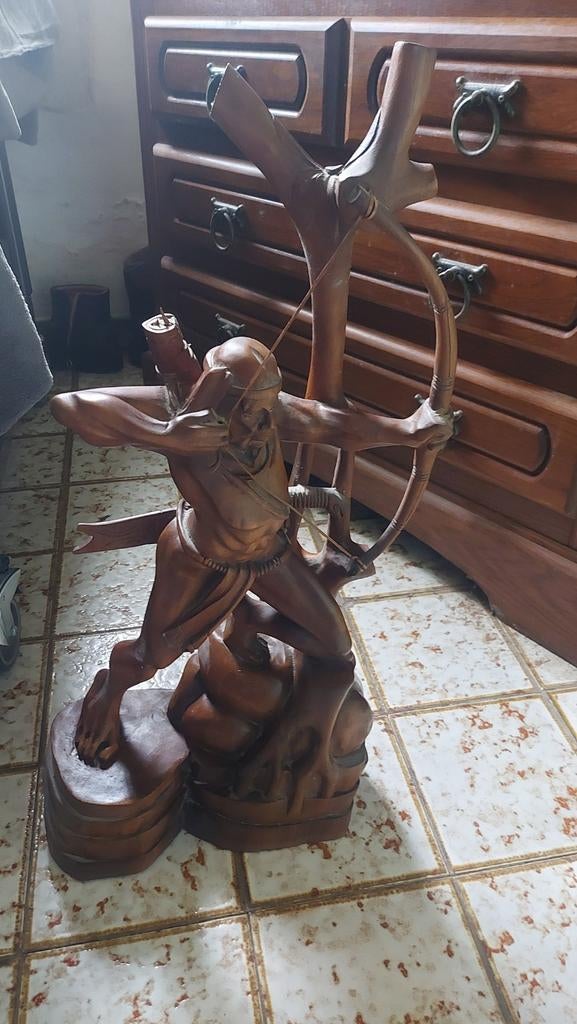 Houten beeld indiaan in goede staat, Ophalen, Beeld