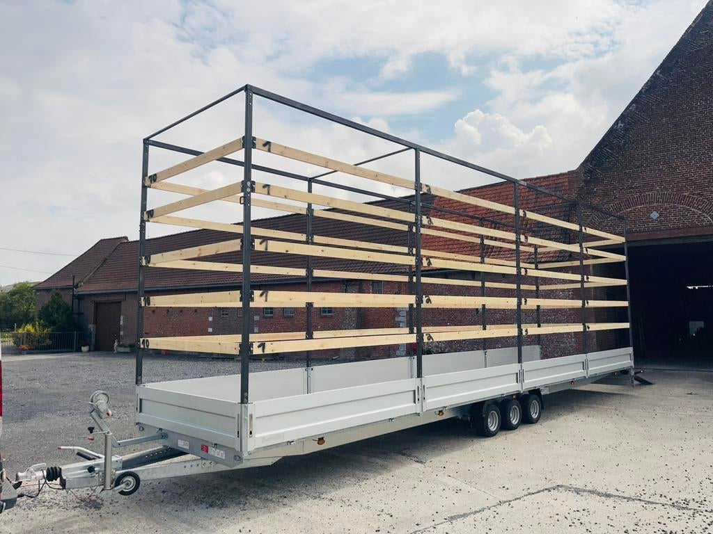 3,5T 3-assige aanhangwagen 10m, oprijplaat, lier, 3-4 m hoge, Auto diversen, Aanhangers en Bagagewagens, Ophalen, Zo goed als nieuw