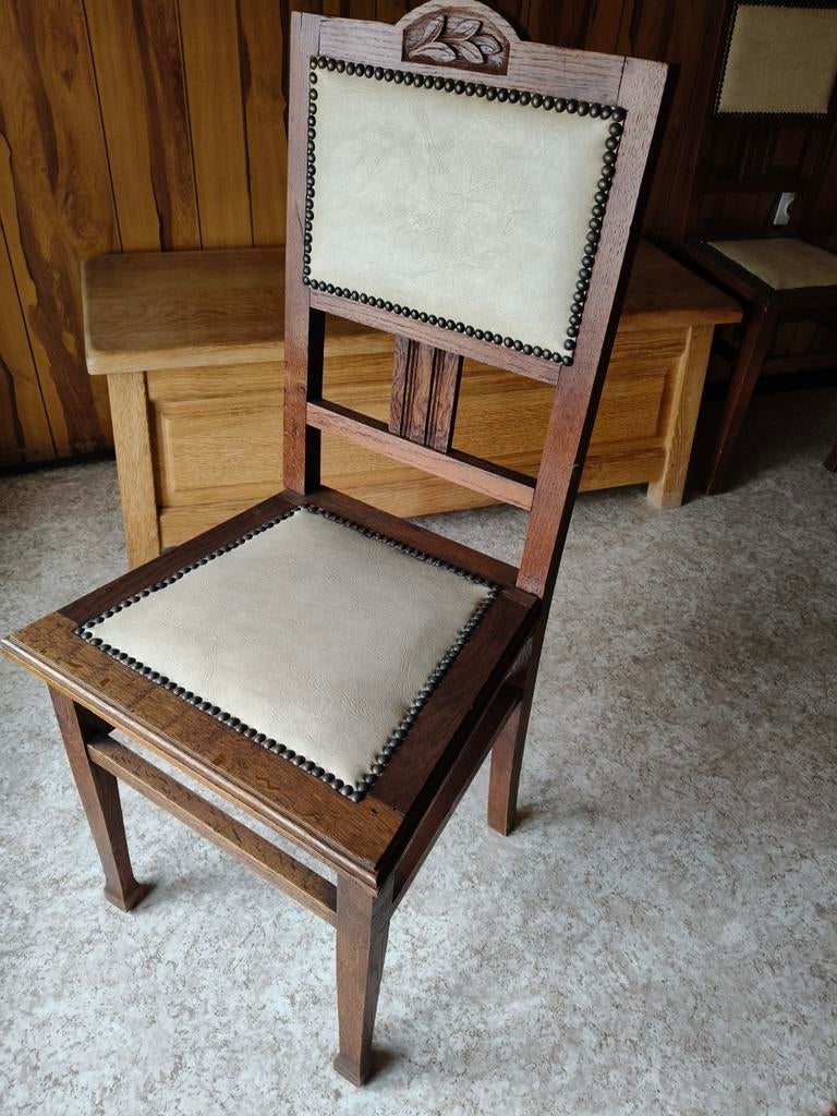 6 oude houten stoelen, Huis en Inrichting, Stoelen, Ophalen, Hout, Vijf, Zes of meer stoelen