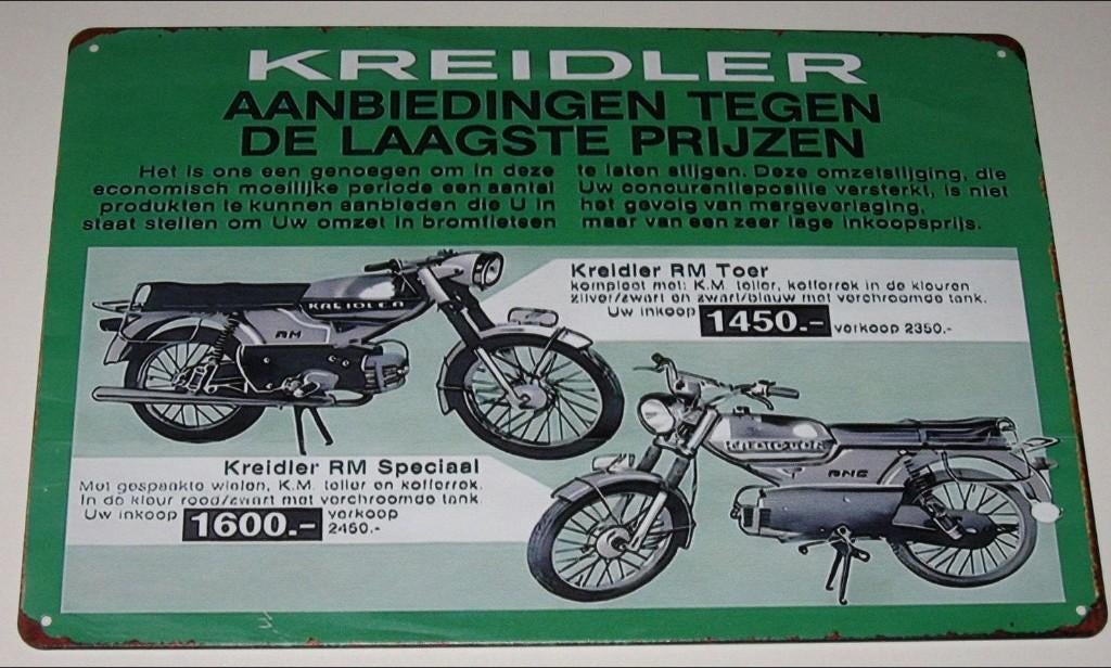 KREIDLER RM : Bord Kreidler Brommer RM Speciaal & Toer, Verzenden, Nieuw, Reclamebord