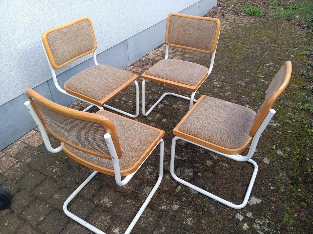 4 vintage design sledestoelen, Huis en Inrichting, Stoelen, Ophalen, Stof