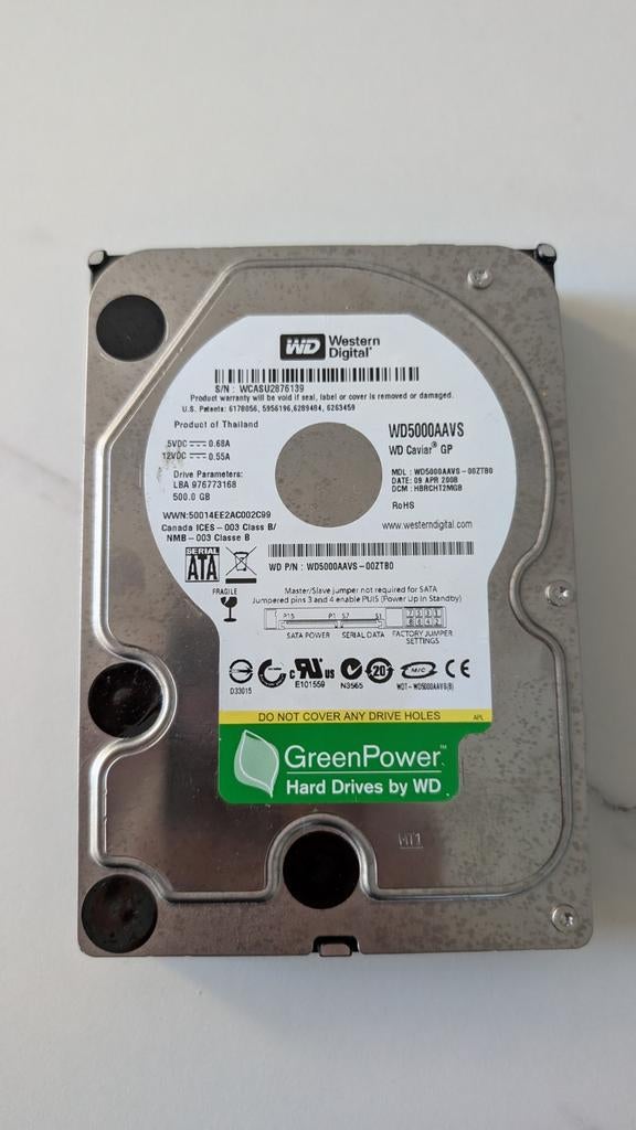 Western Digital Caviar GP 500GB HDD – Betrouwbare Opslag, Computers en Software, Harde schijven, Ophalen, Intern, Western Digital (WD)