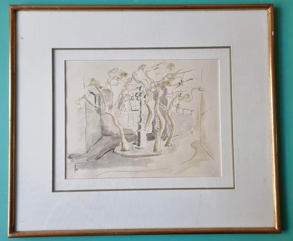 Aquarelle sur papier  À identifier Monogrammée, Enlèvement ou Envoi