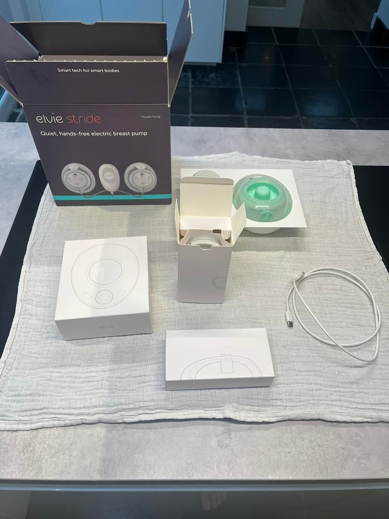 Elvie Stride dubbele kolf zgan, Kinderen en Baby's, Ophalen of Verzenden, Zo goed als nieuw, Borstkolf