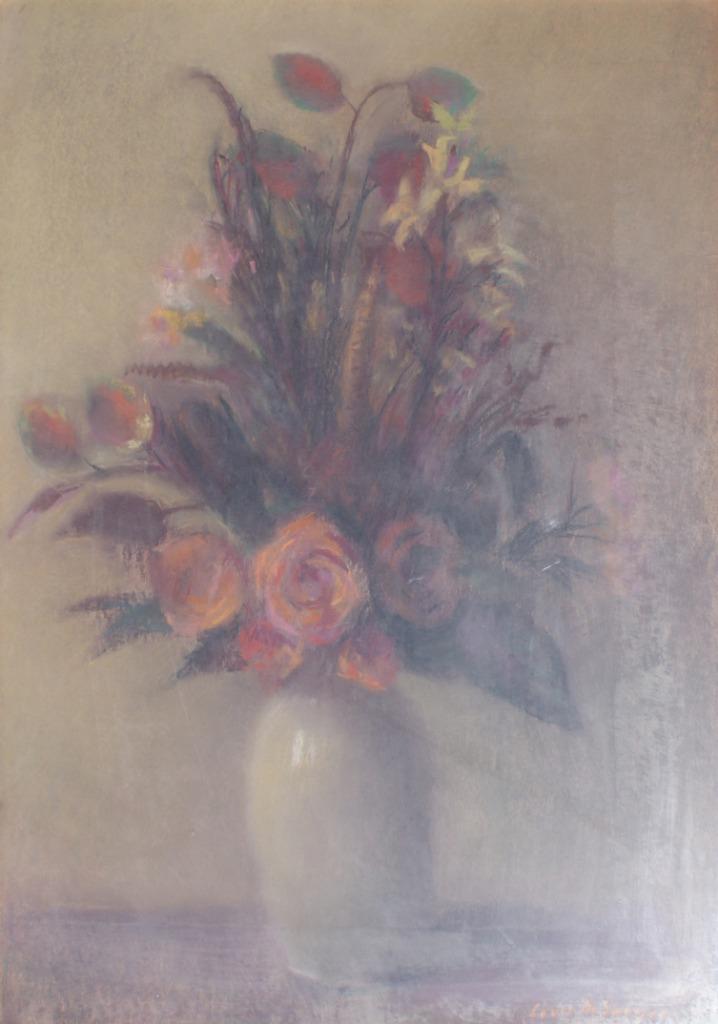 Louis De Saeger (1908-1988): Bloemenstilleven (66 x 86 cm), Antiek en Kunst, Kunst | Schilderijen | Klassiek, Ophalen of Verzenden