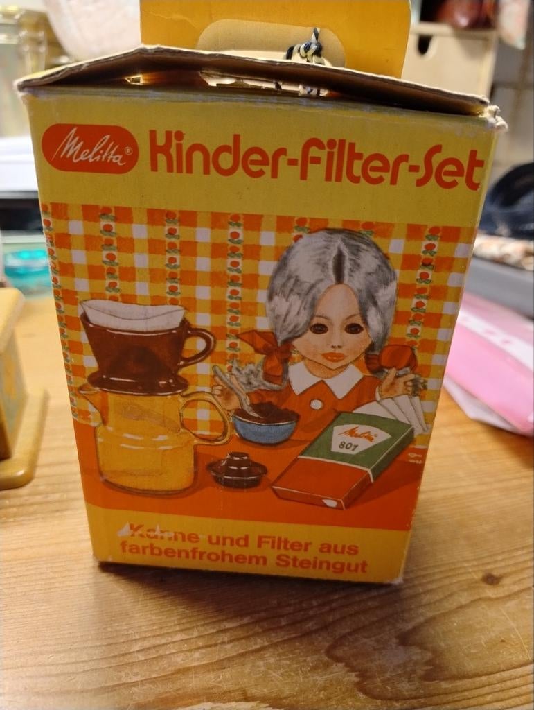 Vintage koffiekan+filter+filterzakjes Melitta uit 1960 ongev, Ophalen