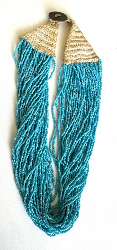 Zeldzame halsketting in blauw koraal, jaren 80, 50 cm, Handtassen en Accessoires, Gebruikt, Blauw