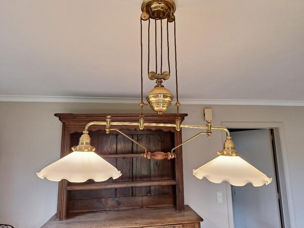 Antieke messing hanglamp, Ophalen