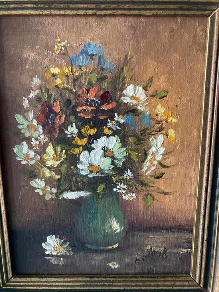 belle peinture d'une nature morte aux fleurs dans un vase., Enlèvement ou Envoi
