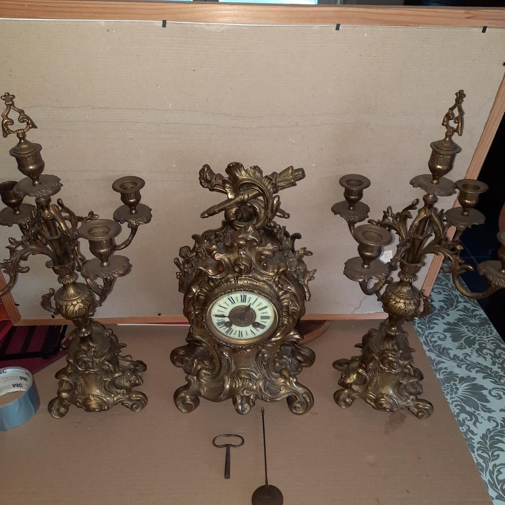 Ensemble de cheminée, horloge mécanique. Veuillez lire la de, Enlèvement ou Envoi