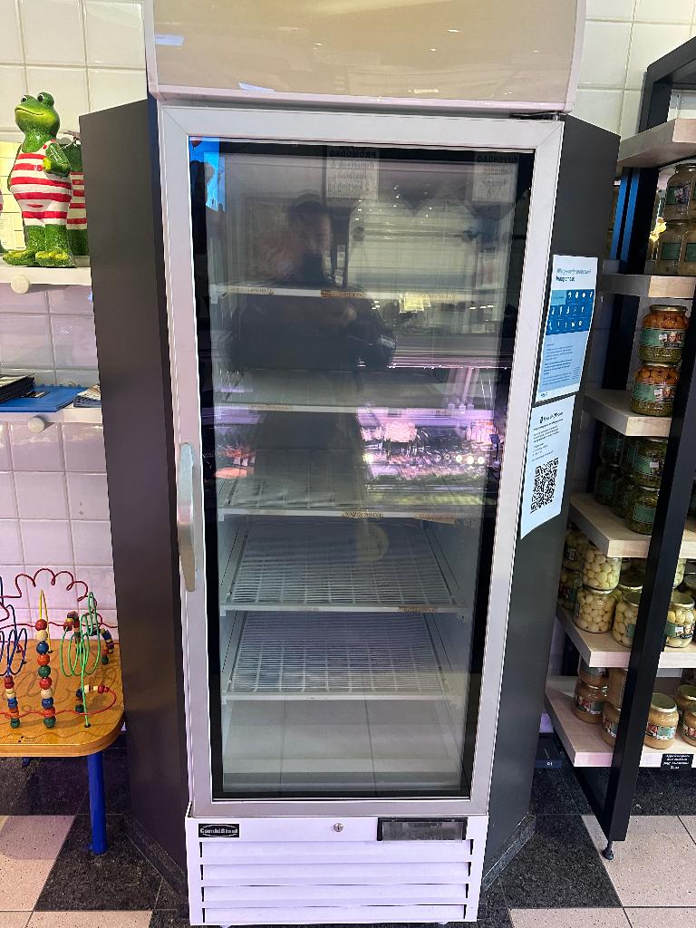 Een diepvries met glazen deur en ledverlichting, Ophalen, Gebruikt, 200 liter of meer, 60 cm of meer