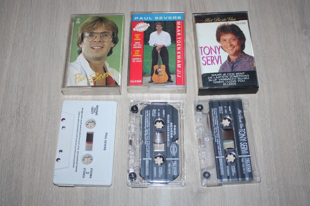 3x Muziekcassettes , Paul Severs , Tony Servi, Cd's en Dvd's, Cassettebandjes, Gebruikt, Voorbespeeld, Nederlandstalig, 2 t/m 25 bandjes