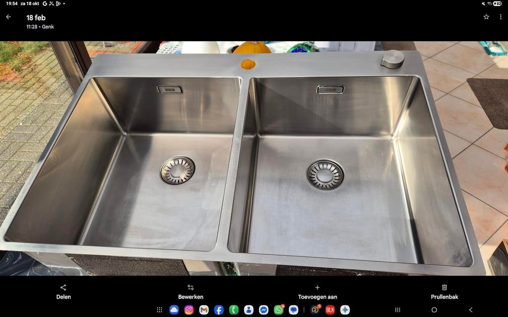 Spoelbak FRANKE box BXX22001 INOX samen met de leidingen, Ophalen