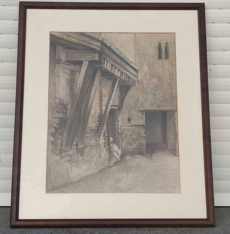 Technique mixte cour de Isidore van mens, Antiquités & Art, Enlèvement ou Envoi