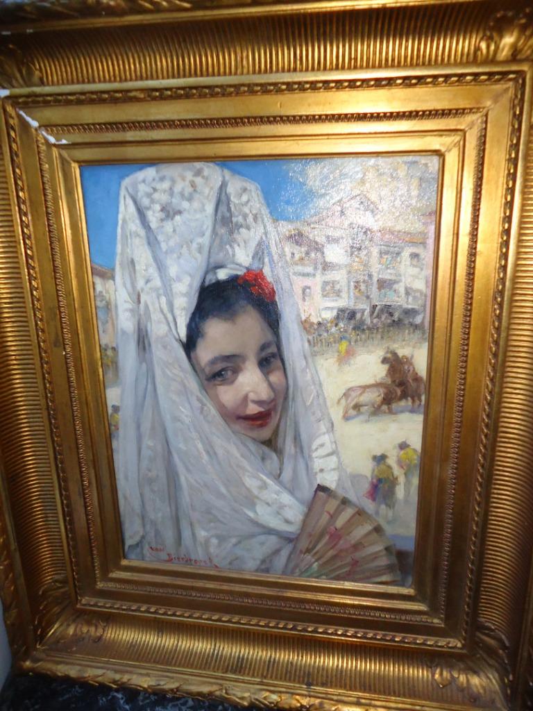 J. P. VAN BIESBROECK Gand peinture à l'huile/panneau 'Carmen, Antiquités & Art, Enlèvement