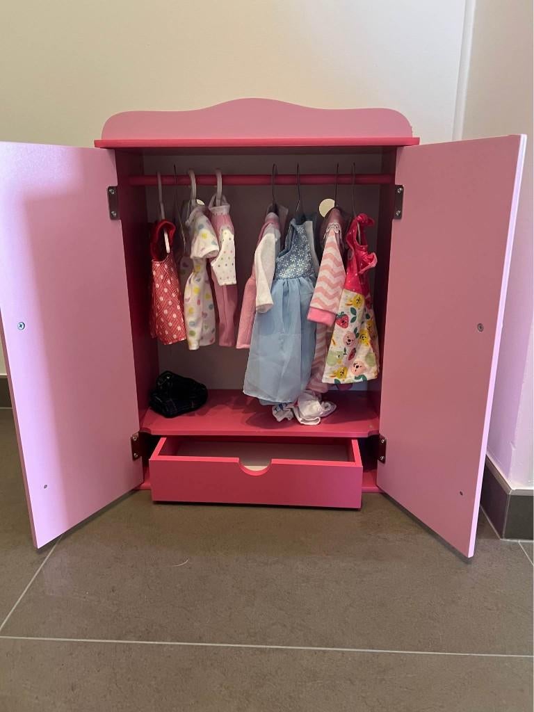 Houten poppenkleerkast inclusief kleren babyborn pop, Ophalen, Zo goed als nieuw, Babypop