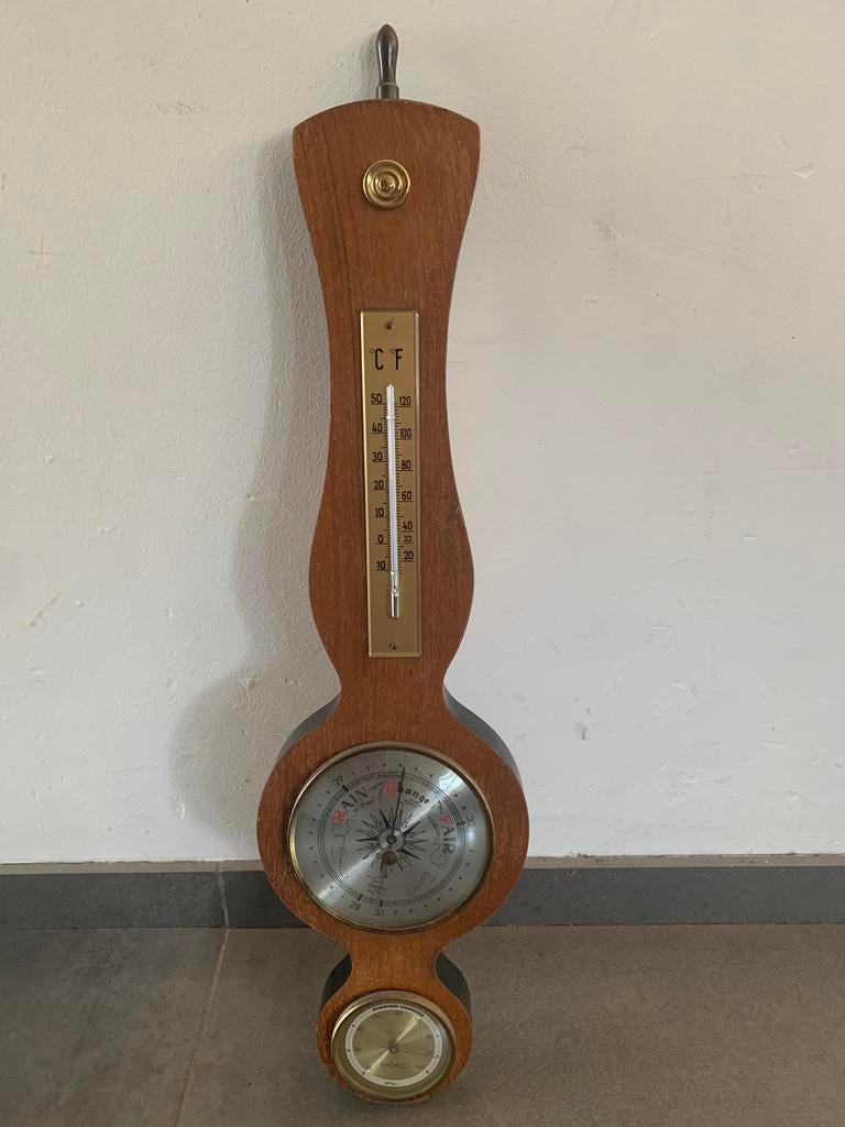 Vintage thermo - hydro en barometer van Fischer, Ophalen, Zo goed als nieuw, Barometer
