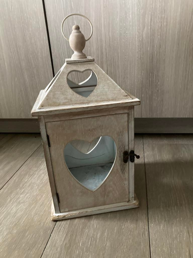 Lanterne en bois teinté blanc - 45 cm, Enlèvement, Utilisé, Chandelier, Bois