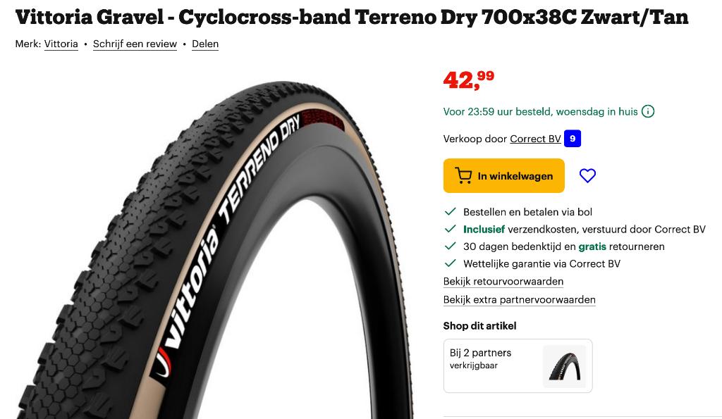 Pneus de vélo Vittoria Terreno Dry (Gravel), Neuf, Caoutchouc, Enlèvement ou Envoi, Racefiets