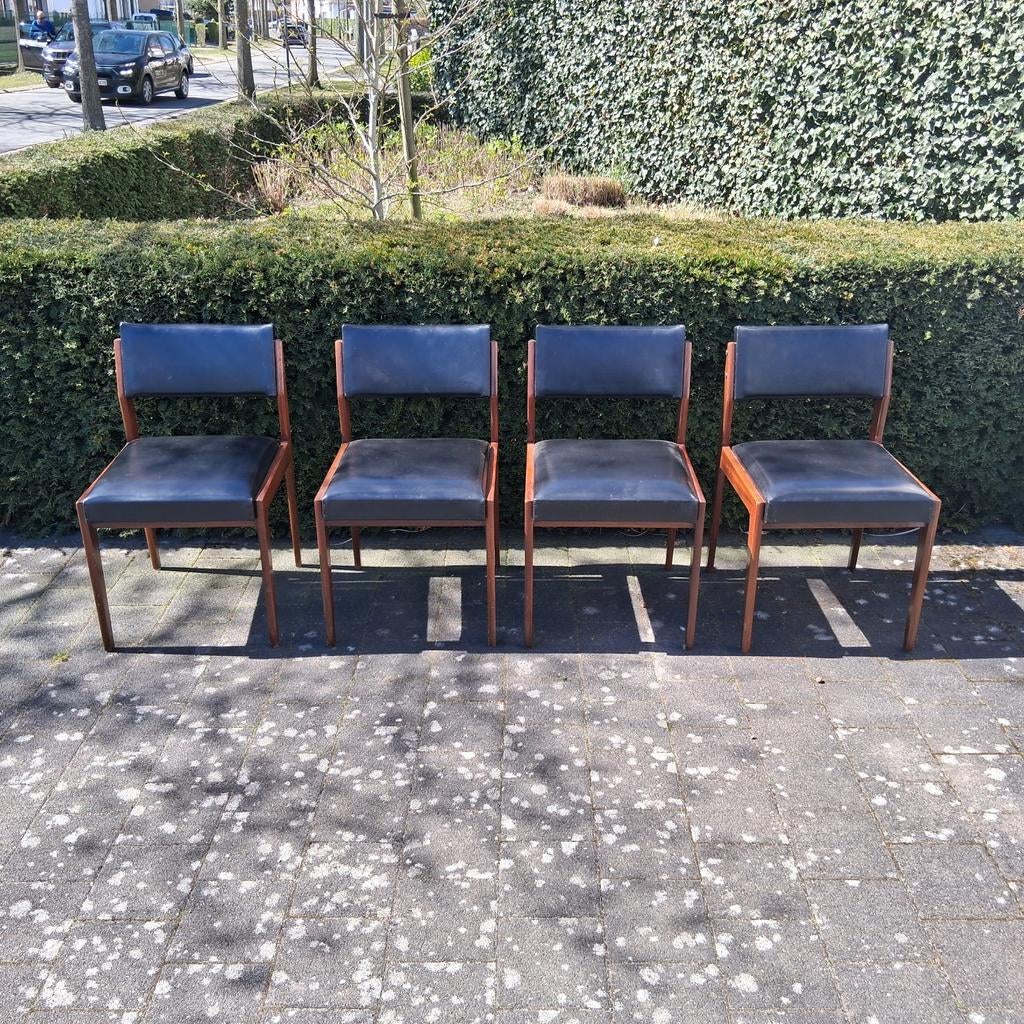 4 chaises vintage - Cuir Skai, Maison & Meubles, Enlèvement, Cuir